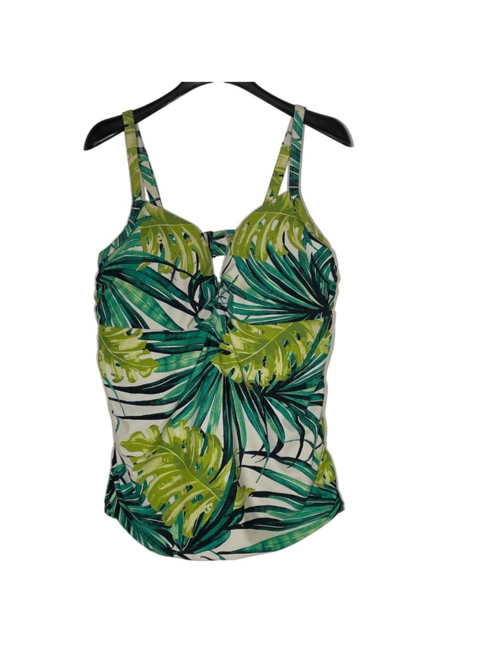 Cacique Swim Tropical Palm Leaf Frond Tankini Swim Top Sz 40DD Underwire